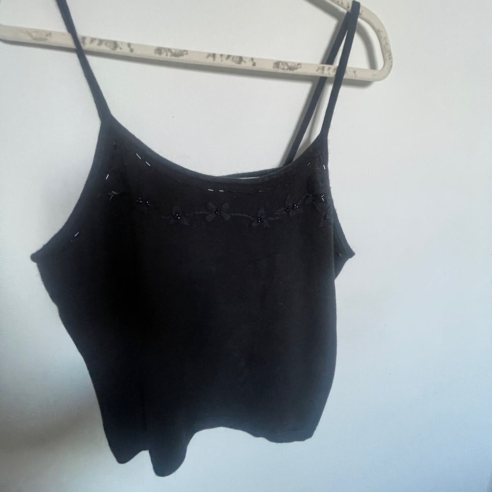Black beaded sweater camisole